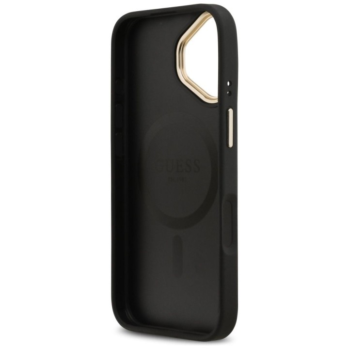 GUESS чехол для IPHONE 17 совместимый с MagSafe GUHMP17SPSAMSECK (PU W/ Peony Hot Stamp) черный