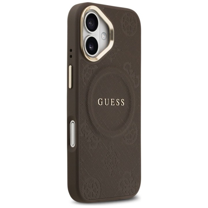 GUESS чехол для IPHONE 17 совместимый с MagSafe GUHMP17SPSAMSECW (PU W/ Peony Hot Stamp) коричневый