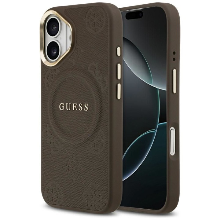 GUESS чехол для IPHONE 17 совместимый с MagSafe GUHMP17SPSAMSECW (PU W/ Peony Hot Stamp) коричневый