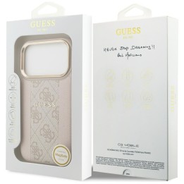 GUESS case for IPHONE 17 Pro compatible with MagSafe GUHMP17LPG4SEMCP (PU W/ 4G PU Stripe) pink