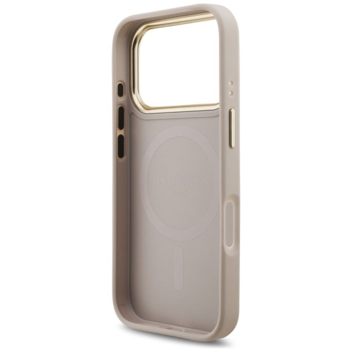GUESS чехол для IPHONE 17 Pro совместимый с MagSafe GUHMP17LPG4SEMCP (PU W/ 4G PU Stripe) розовый