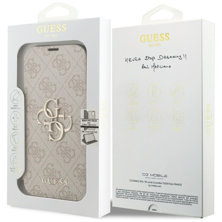 GUESS case for IPHONE 17 Pro GUBKP17L4GMGPI (PU 4G Metal Logo) pink