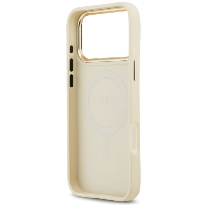 GUESS чохол для IPHONE 17 Pro Max сумісний з MagSafe GUHMP17XPGCRMDEE (PU W/ Grained Strass Logo) бежевий