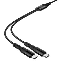 Cable 2-in-1 USB C to USB C+C Hoco 1 m X123 black