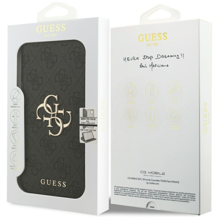 GUESS case for IPHONE 17 Pro Max GUBKP17X4GMGGR (PU 4G Metal Logo) black