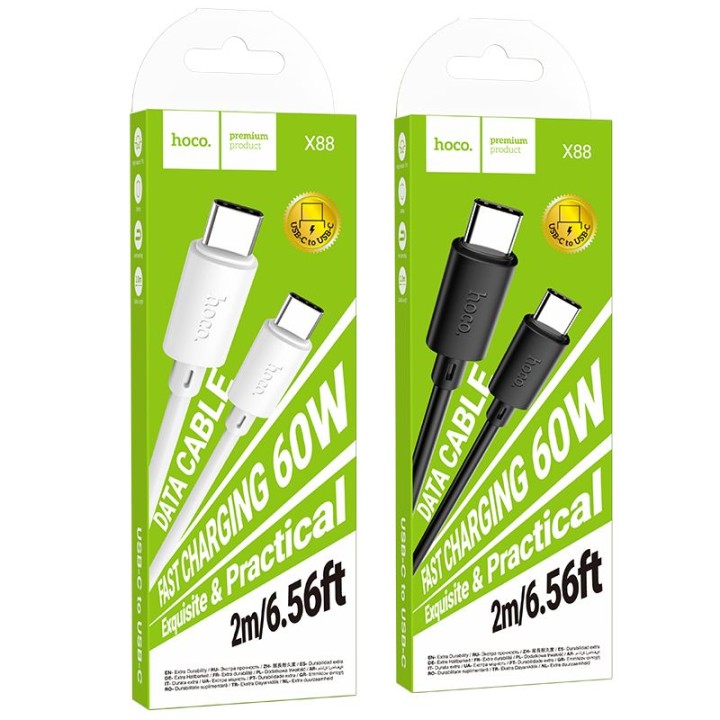 Кабель USB-C – USB-C Hoco 3A 60W 2 m X88 білий