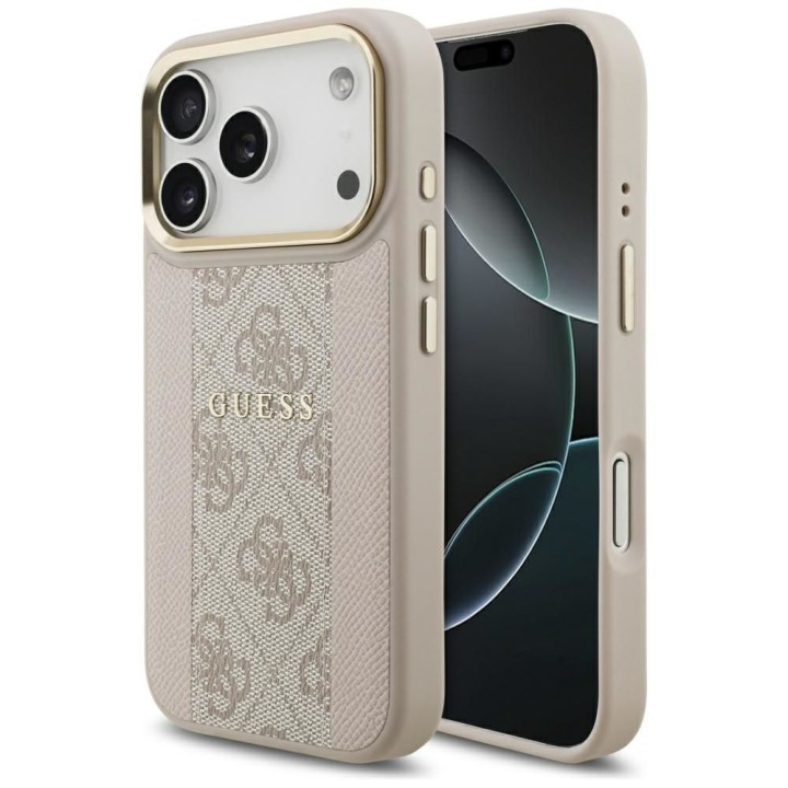 GUESS case for IPHONE 17 Pro compatible with MagSafe GUHMP17LPG4SEMCP (PU W/ 4G PU Stripe) pink