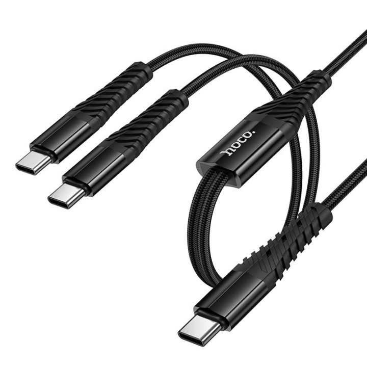 Kabel 2w1 USB C do USB C+C Hoco 1 m X123 czarny