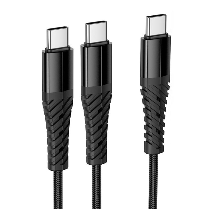 Cable 2-in-1 USB C to USB C+C Hoco 1 m X123 black