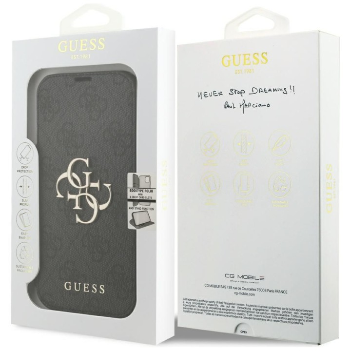 GUESS чохол для IPHONE 17 Pro GUBKP17L4GMGGR (PU 4G Metal Logo) чорний
