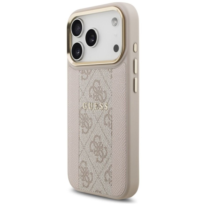 GUESS case for IPHONE 17 Pro compatible with MagSafe GUHMP17LPG4SEMCP (PU W/ 4G PU Stripe) pink