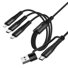 Cable 3-in-1 USB C / USB A to Lightning + USB C + Micro USB Hoco 1 m X123 black