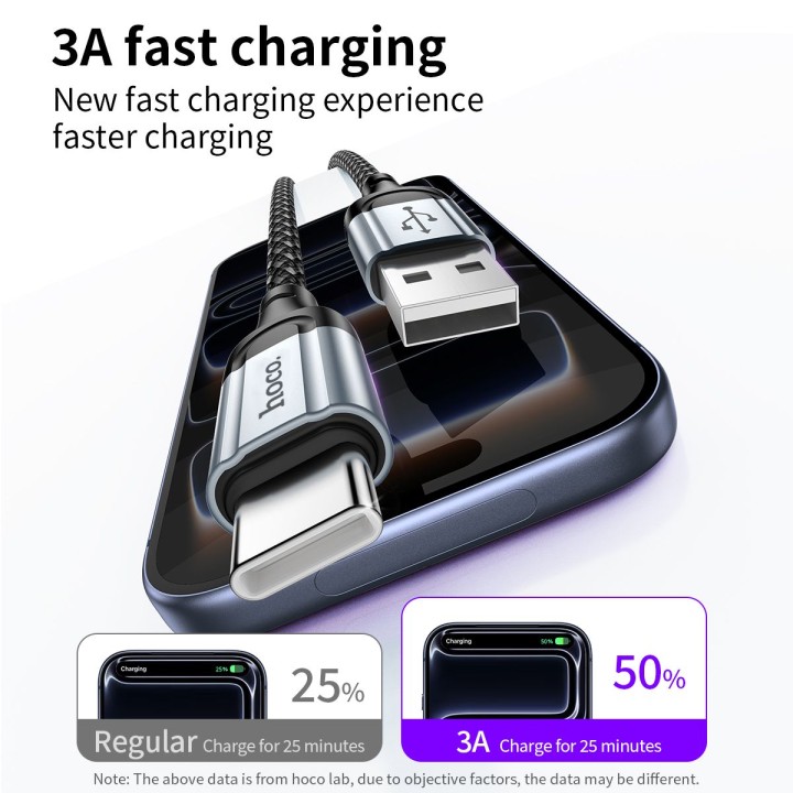 Кабель USB A для тип C Hoco PD 3A 1,5 m X121 чорний