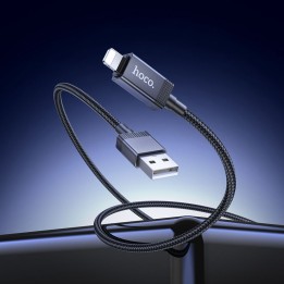 USB-A to Lightning cable Hoco 2,4A with display 1 m X118 black