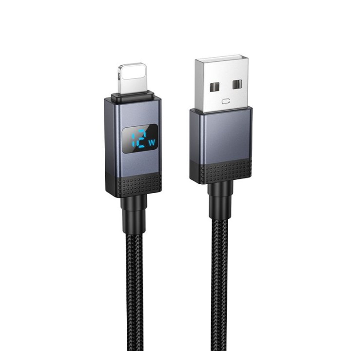 Кабель USB-A – Lightning Hoco 2,4A с дисплеем 1 m X118 черный