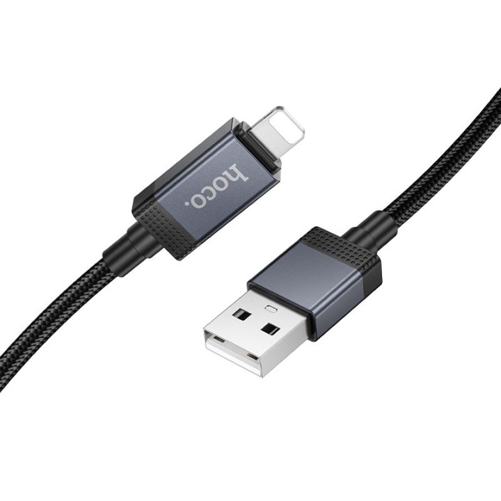 Кабель USB-A – Lightning Hoco 2,4A з дисплеєм 1 m X118 чорний