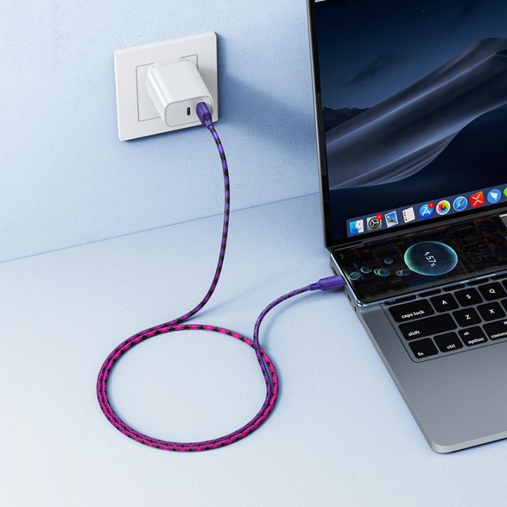 USB-A to USB-C cable Hoco 3A 1 m X116 gradient purple