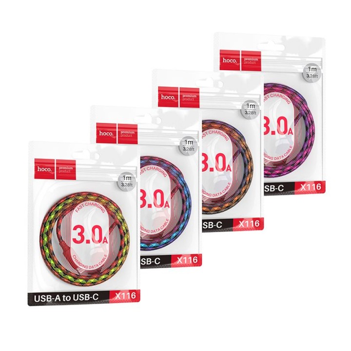 USB-A to USB-C cable Hoco 3A 1 m X116 gradient red