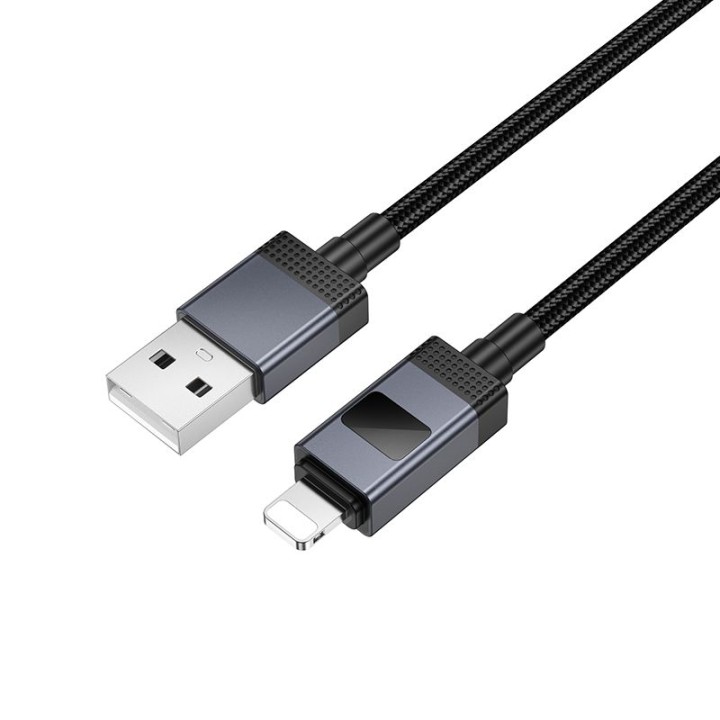 USB-A to Lightning cable Hoco 2,4A with display 1 m X118 black