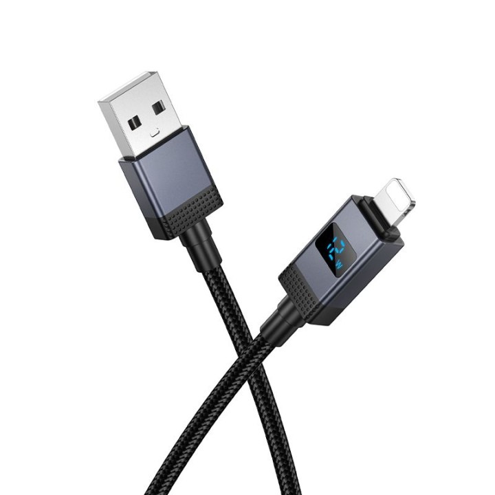 Кабель USB-A – Lightning Hoco 2,4A с дисплеем 1 m X118 черный