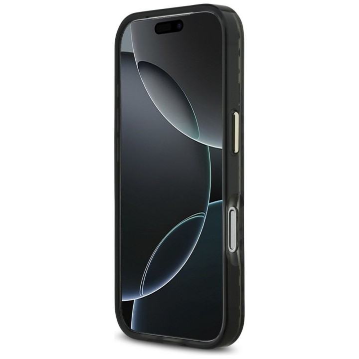GUESS case for IPHONE 17 Pro compatible with MagSafe GUHMP17LHLEGTGLK (PC TPU W/ Leopard Glitter) black