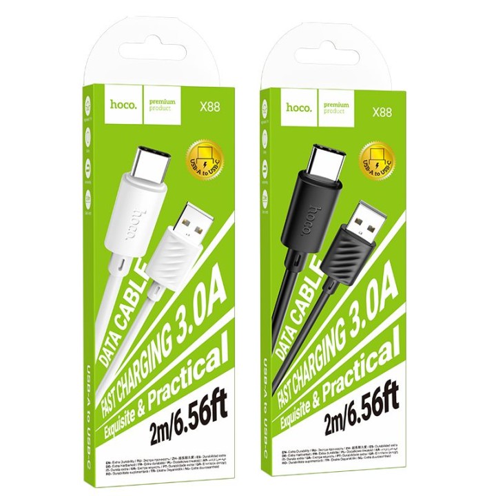 Кабель USB-A – USB-C Hoco 3A 2 m X88 білий