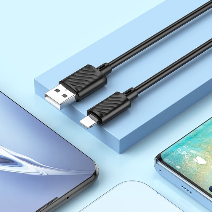 Кабель USB-A – Lightning Hoco 2,4A 2 m X88 черный