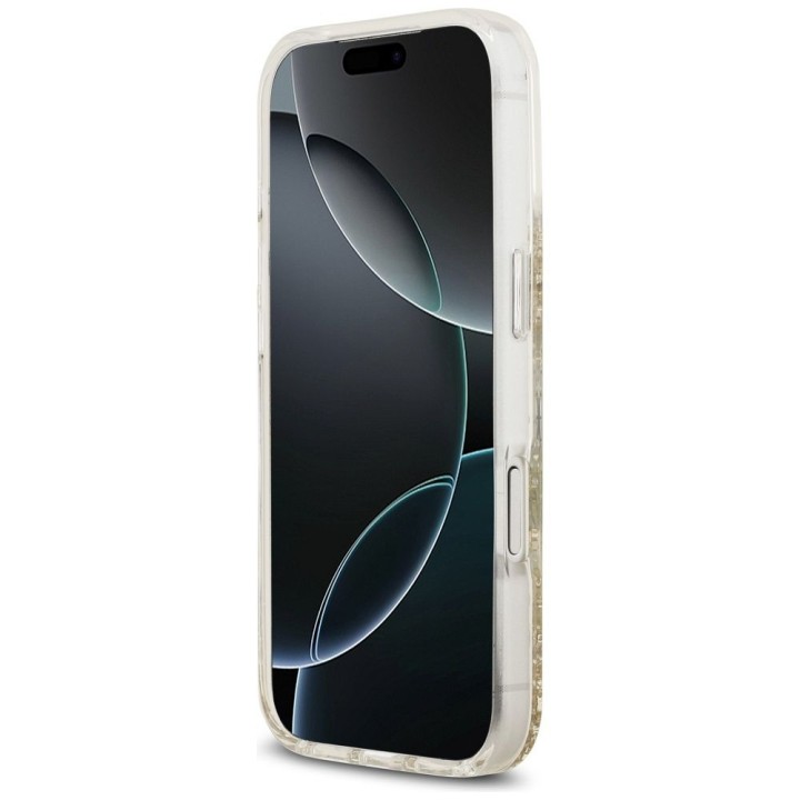 GUESS case for IPHONE 17 Pro compatible with MagSafe GUHMP17LRGRGED (Resin Bottom Glitter) gold