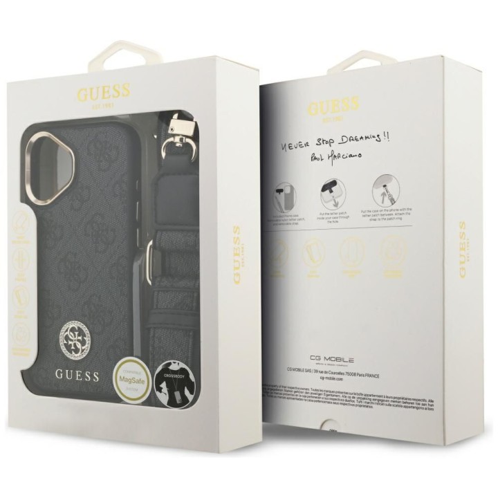 GUESS чохол для IPHONE 17 сумісний з MagSafe GUHMP17SP4G4DCSK (PU W/ Strass Logo & Big Strap Metal Buttons) чорний