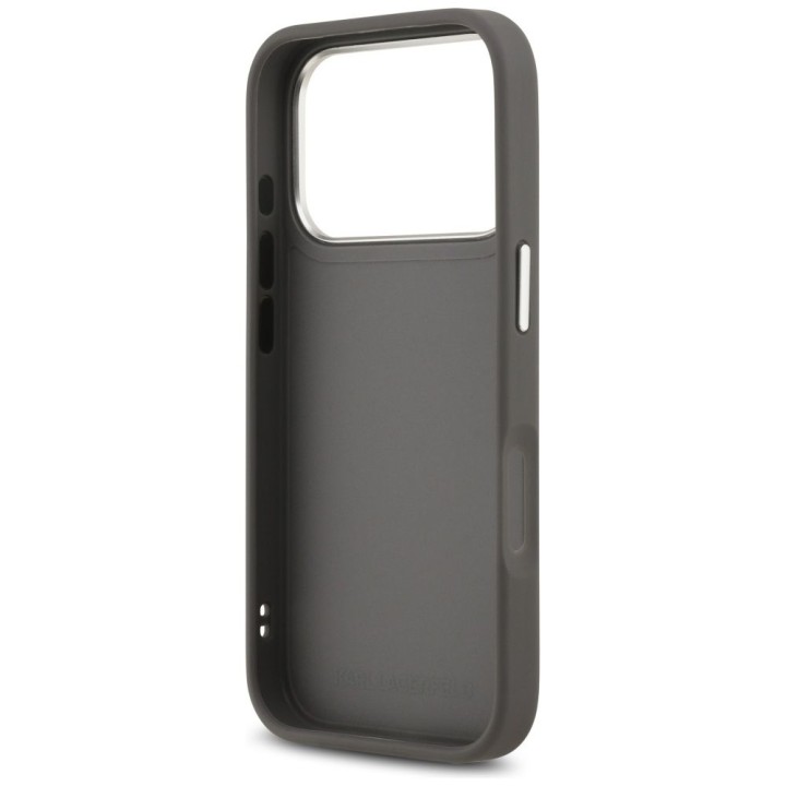 KARL LAGERFELD case for IPHONE 17 Pro KLHCP17LPSFDHPOG (FW Grained PU W/ K&C Heads Pin & Logo) grey