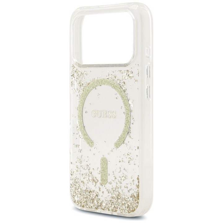 GUESS чохол для IPHONE 17 Pro сумісний з MagSafe GUHMP17LRGRGED (Resin Bottom Glitter) золотий