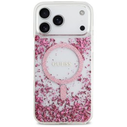 GUESS чохол для IPHONE 17 Pro Max сумісний з MagSafe GUHMP17XRGRGEP (Resin Bottom Glitter) рожевий