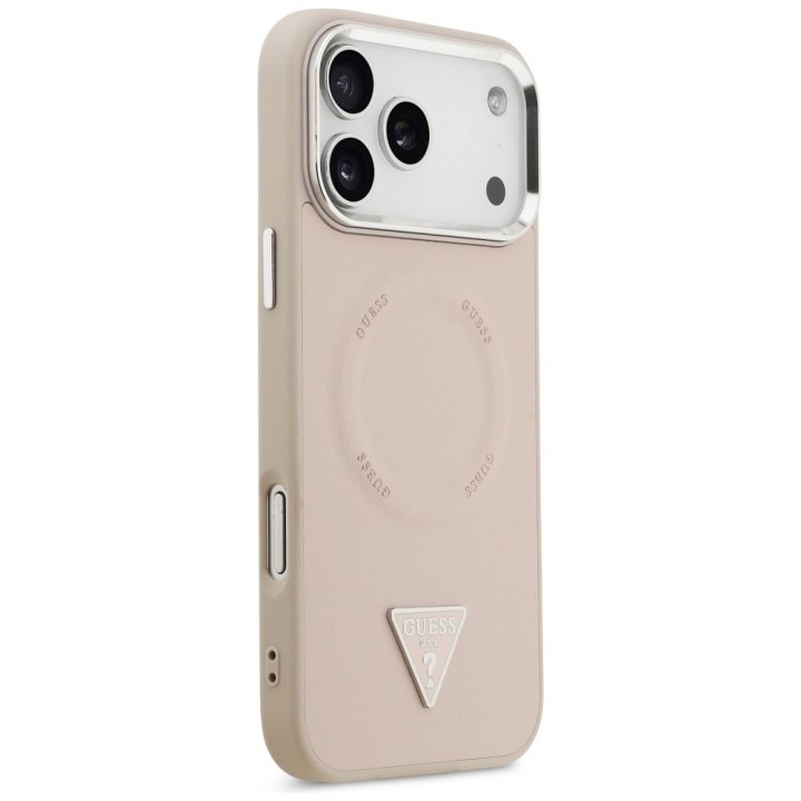 GUESS case for IPHONE 17 Pro Max compatible with MagSafe GUHMP17XPSDTSCMP (PU W/ Triangle Logo) pink