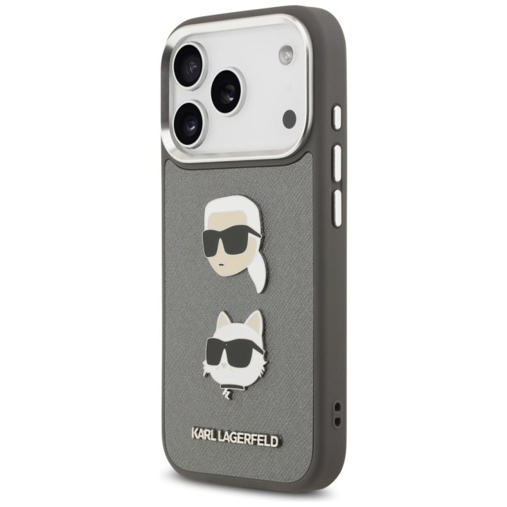 KARL LAGERFELD чехол для IPHONE 17 Pro KLHCP17LPSFDHPOG (FW Grained PU W/ K&C Heads Pin & Logo) серый
