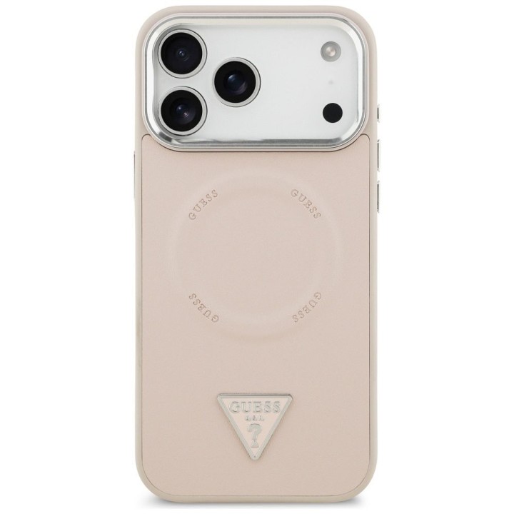 GUESS case for IPHONE 17 Pro Max compatible with MagSafe GUHMP17XPSDTSCMP (PU W/ Triangle Logo) pink