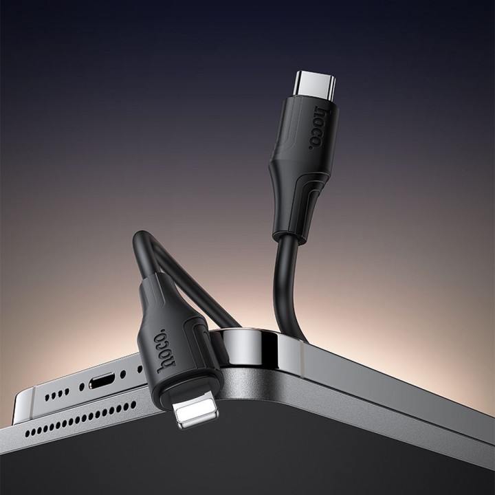 USB-C to Lightning cable Hoco 27W silicone 1 m X124 black