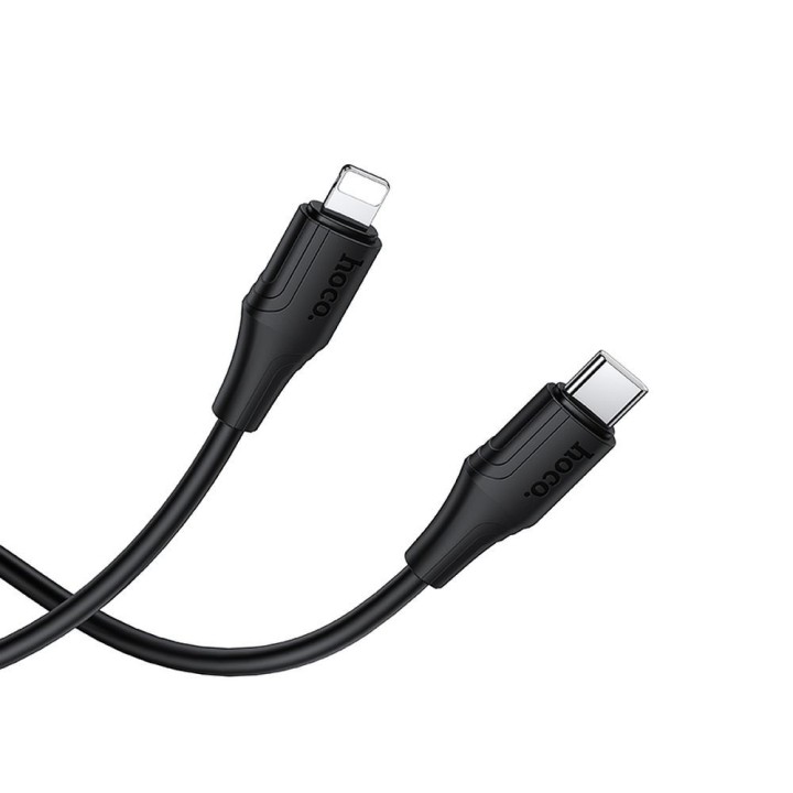 Кабель USB-C – Lightning Hoco 27W силиконовый 1 m X124 черный