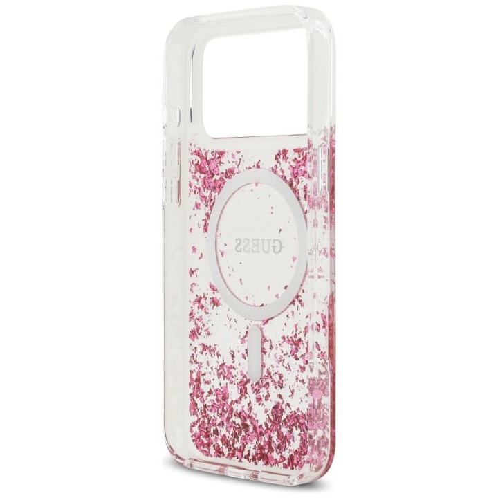 GUESS case for IPHONE 17 Pro Max compatible with MagSafe GUHMP17XRGRGEP (Resin Bottom Glitter) pink