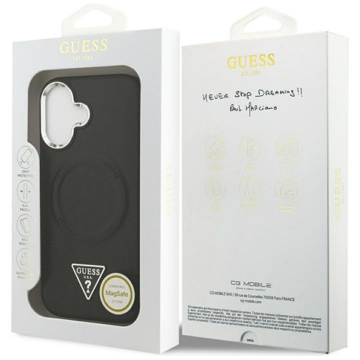 GUESS чохол для IPHONE 17 сумісний з MagSafe GUHMP17SPSDTSCMK (PU W/ Triangle Logo) чорний