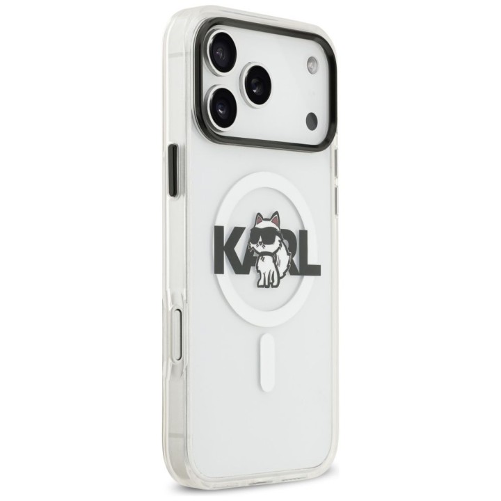 KARL LAGERFELD чехол для IPHONE 17 Pro совместимый с MagSafe KLHMP17LHGCHGKBT (IML Choupette Sketch Logo) прозрачный