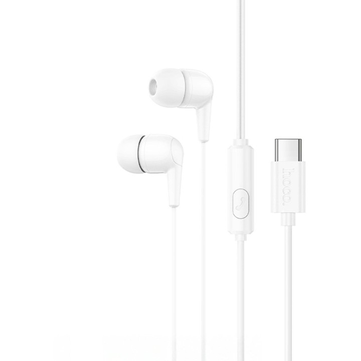 Słuchawki przewodowe douszne USB C Hoco M97 białe