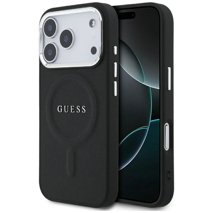 GUESS чехол для IPHONE 17 Pro совместимый с MagSafe GUHMP17LPSAREGSK (PU W/ Classic Logo) черный
