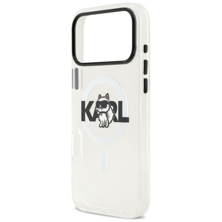 KARL LAGERFELD futerał do IPHONE 17 Pro kompatybilny z MagSafe KLHMP17LHGCHGKBT (IML Choupette Sketch Logo) transparentny