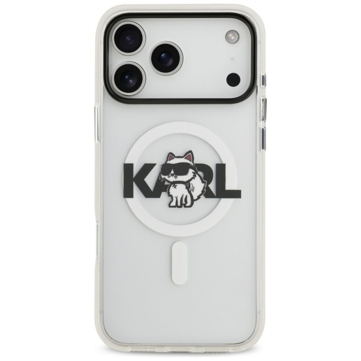 KARL LAGERFELD чехол для IPHONE 17 Pro совместимый с MagSafe KLHMP17LHGCHGKBT (IML Choupette Sketch Logo) прозрачный