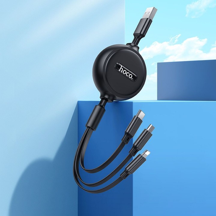 Кабель 3w1 USB A для Lightning / Micro USB / USB C Hoco 2A 1 m X75 черный