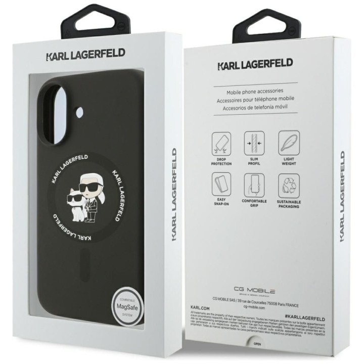 KARL LAGERFELD case for IPHONE 17 compatible with MagSafe KLHMP17SSCMKCRHK (Silicone KC Body Ring) black