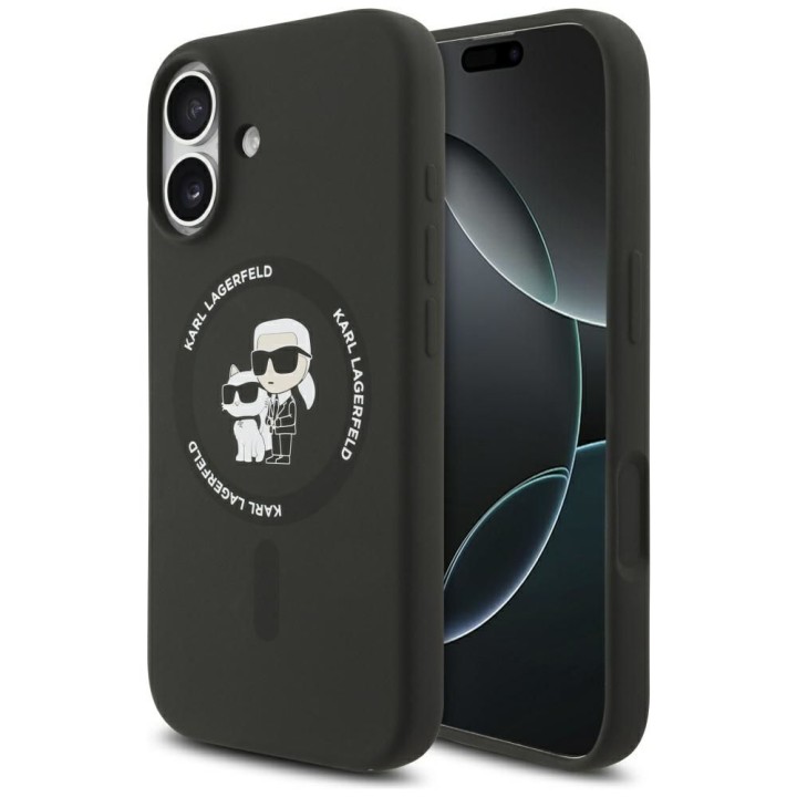 KARL LAGERFELD чехол для IPHONE 17 совместимый с MagSafe KLHMP17SSCMKCRHK (Silicone KC Body Ring) черный