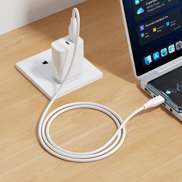 USB-A to USB-C cable Hoco 3A silicone 1 m X124 white