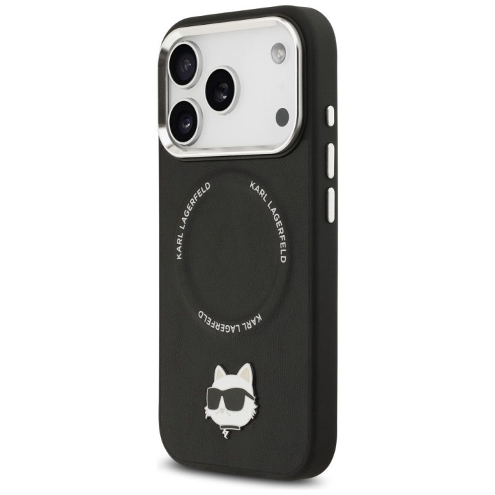 KARL LAGERFELD чехол для IPHONE 17 Pro совместимый с MagSafe KLHMP17LPSMLRCHK (PU Choupette Pin) черный