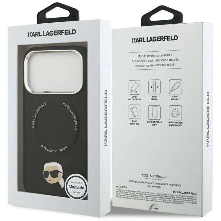 KARL LAGERFELD case for IPHONE 17 Pro Max compatible with MagSafe KLHMP17XPSMLRKLK (PU Karl Pin) black